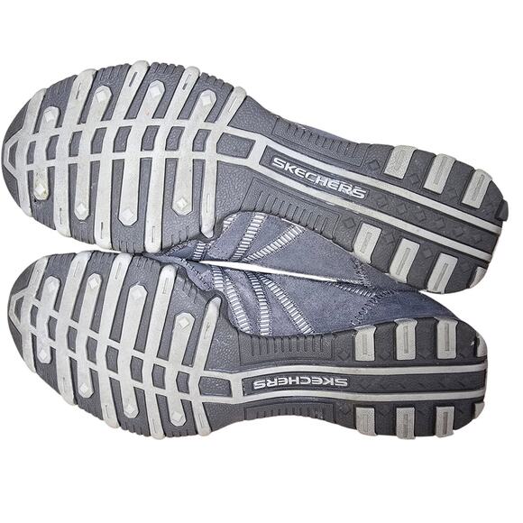 Skechers Shoes Gray Suede Leather Bikers Bungee Athletic Womens Size 8.5 EUC - Picture 6 of 7